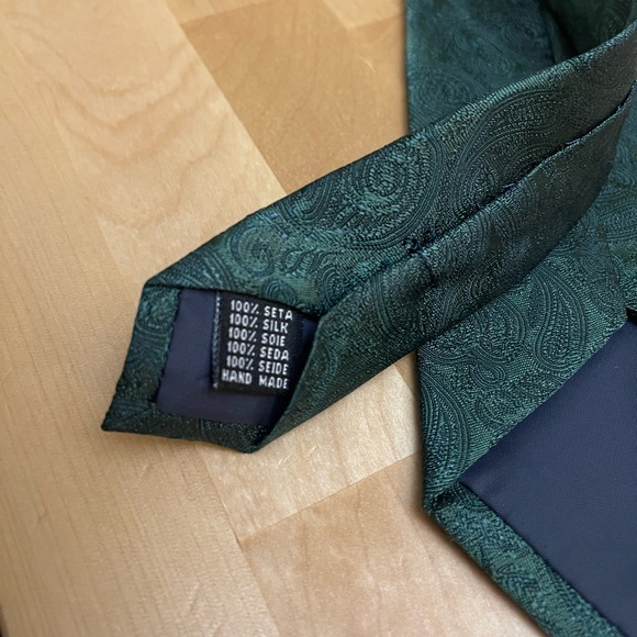 NWT JOHN HENRIC Silk Woven Tie Formal Green 3in - Picture 5 of 8